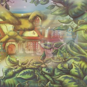 Jack and the beanstalk stage scenery. Digital projected panto scenery for stage production of Jack and the beanstalk