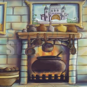 Jack and the beanstalk stage scenery. Projected digital backdrop for stage and theatre.