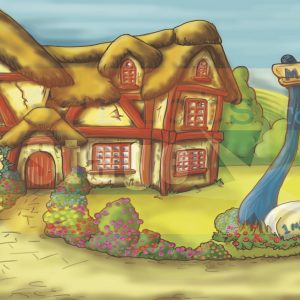 Jack and the beanstalk stage scenery. Projected digital backdrop for stage and theatre.