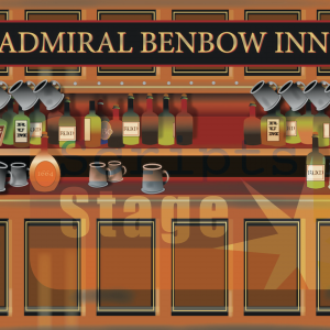 Admiral Benbow stage scenery. A projectable stage backdrop suitable for any production of Treasure Island or a pirate topic at school. An image showing inside the Admiral Benbow Inn.