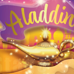 Aladdin panto scenery. digital projected backdrop for theatre stage or virtual pantomime.