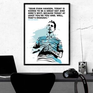 Evan Hansen quote poster. Drama posters, great practitioner posters, actor posters, musical posters, inspirational theatre quotes for classrooms, drama studios, drama lovers, colleges, theatres, stage schools, youth theatres. Hamilton posters, Evan Hansen poster, Stanislavski poster, everybody's talking about Jamie poster.