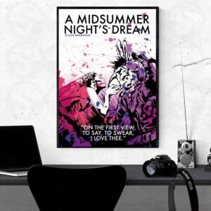 A Midsummer night's dream Poster.Shakespeare poster, William Shakespear famous quote poster for drama lovers, theatre lovers, Shakespeare fans featuring best most famous well loved inspirational William Shakespeare the bard's quotes. School, college, youth theatre drama schools artwork, poster, print.