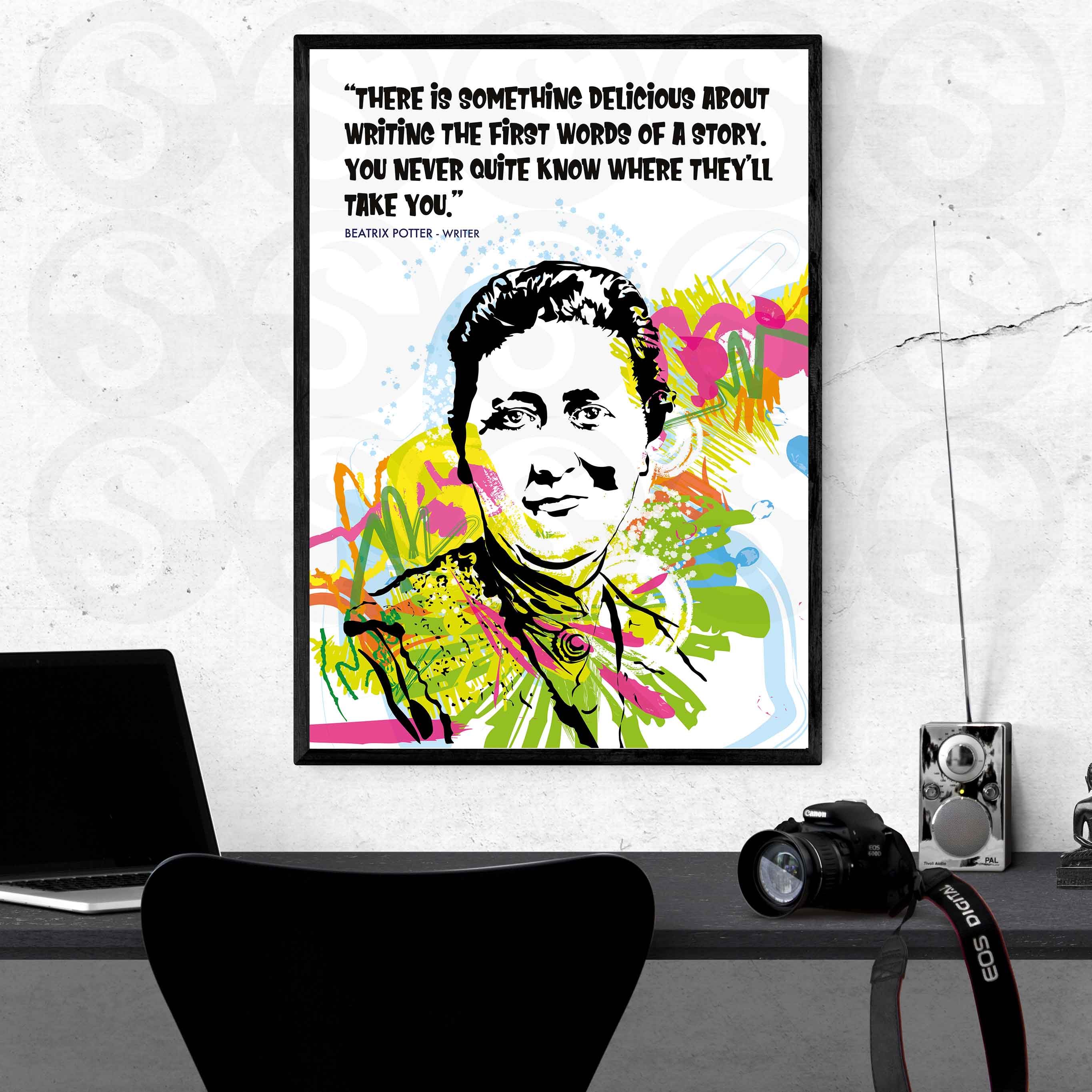 Beatrix Potter writer, author. English literature, primary school curriculum. Part of GCSE A-LEVEL drama performing arts curriculum inspirational quote poster.