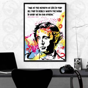 Lewis Carroll writer, author. English literature, primary school curriculum. Part of GCSE A-LEVEL drama performing arts curriculum poster.
