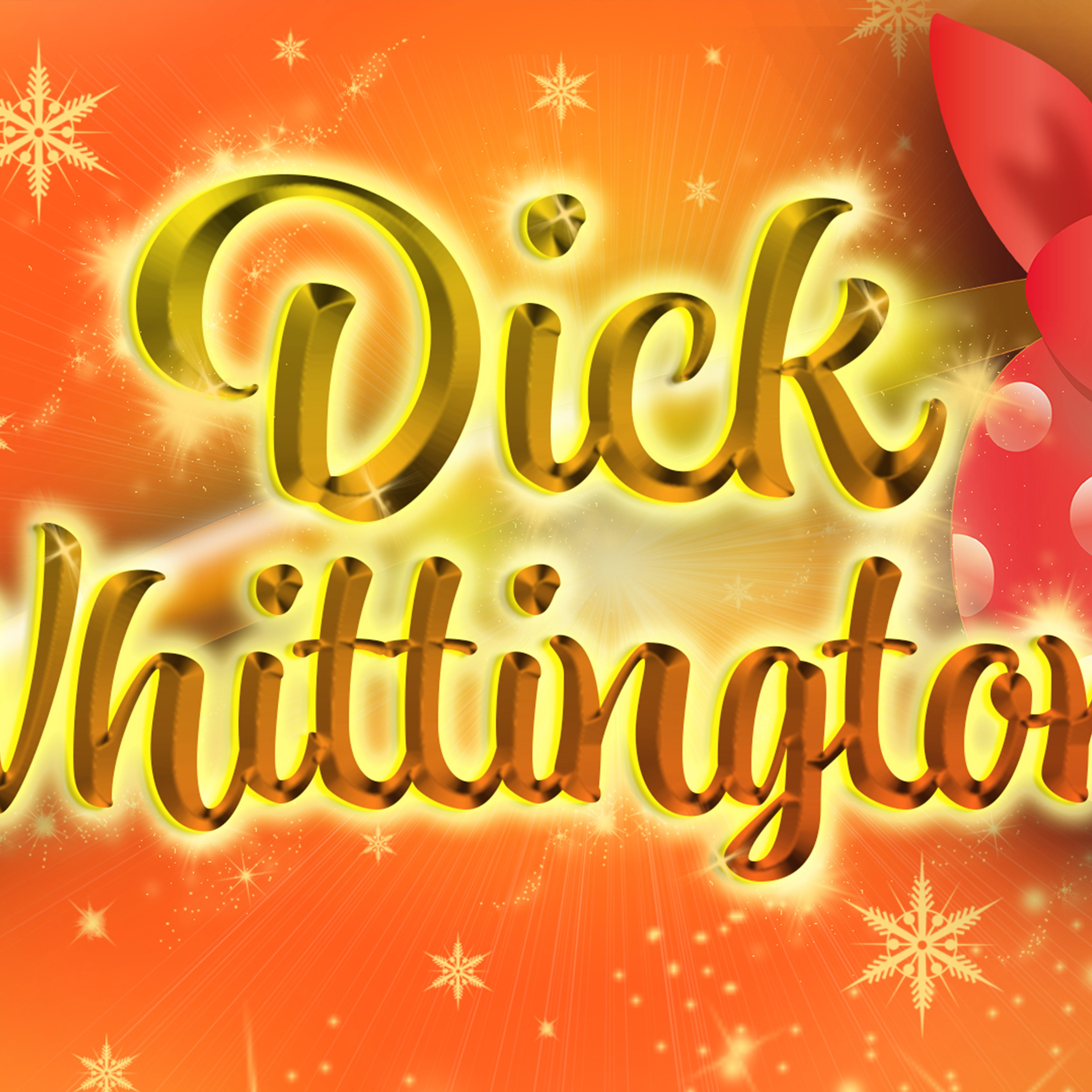 Dick Whittington Panto title downloadable projected backdrop. Ideal for school pantomimes, stage shows looking for a scenic title for your stage performance.
