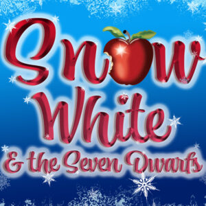 Snow White Panto title downloadable projected backdrop. Ideal for school pantomimes, stage shows looking for a scenic title for your stage performance.