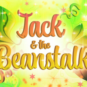 Jack and the Beanstalk Panto title downloadable projected backdrop. Ideal for school pantomimes, stage shows looking for a scenic title for your stage performance.