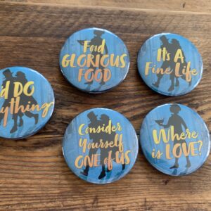 Musical theatre button badge, pin badge, Oliver Twist