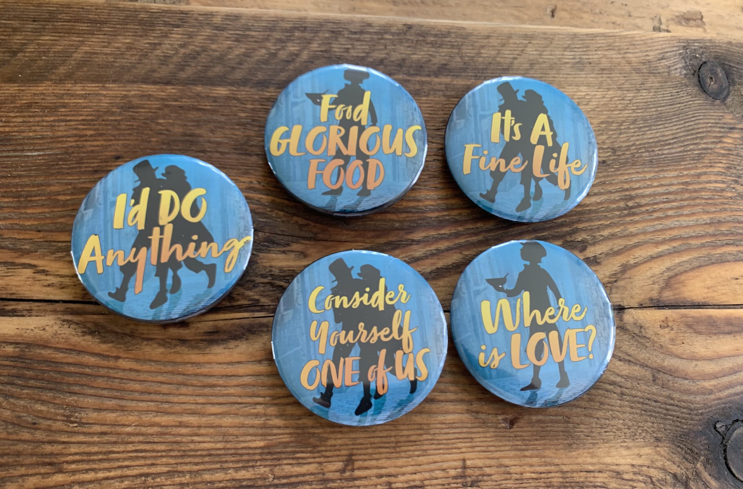 Musical theatre button badge, pin badge, Oliver Twist