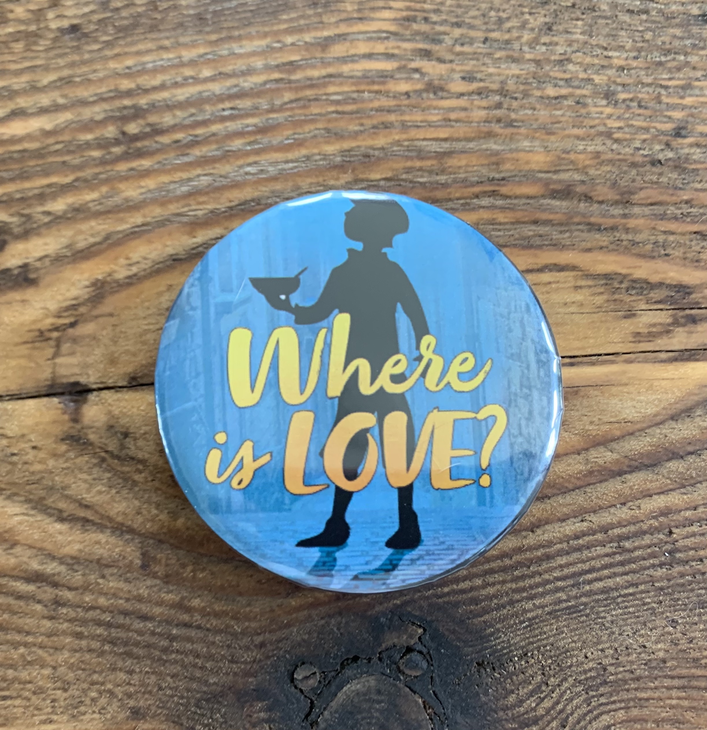 Musical theatre button badge, pin badge, Oliver Twist