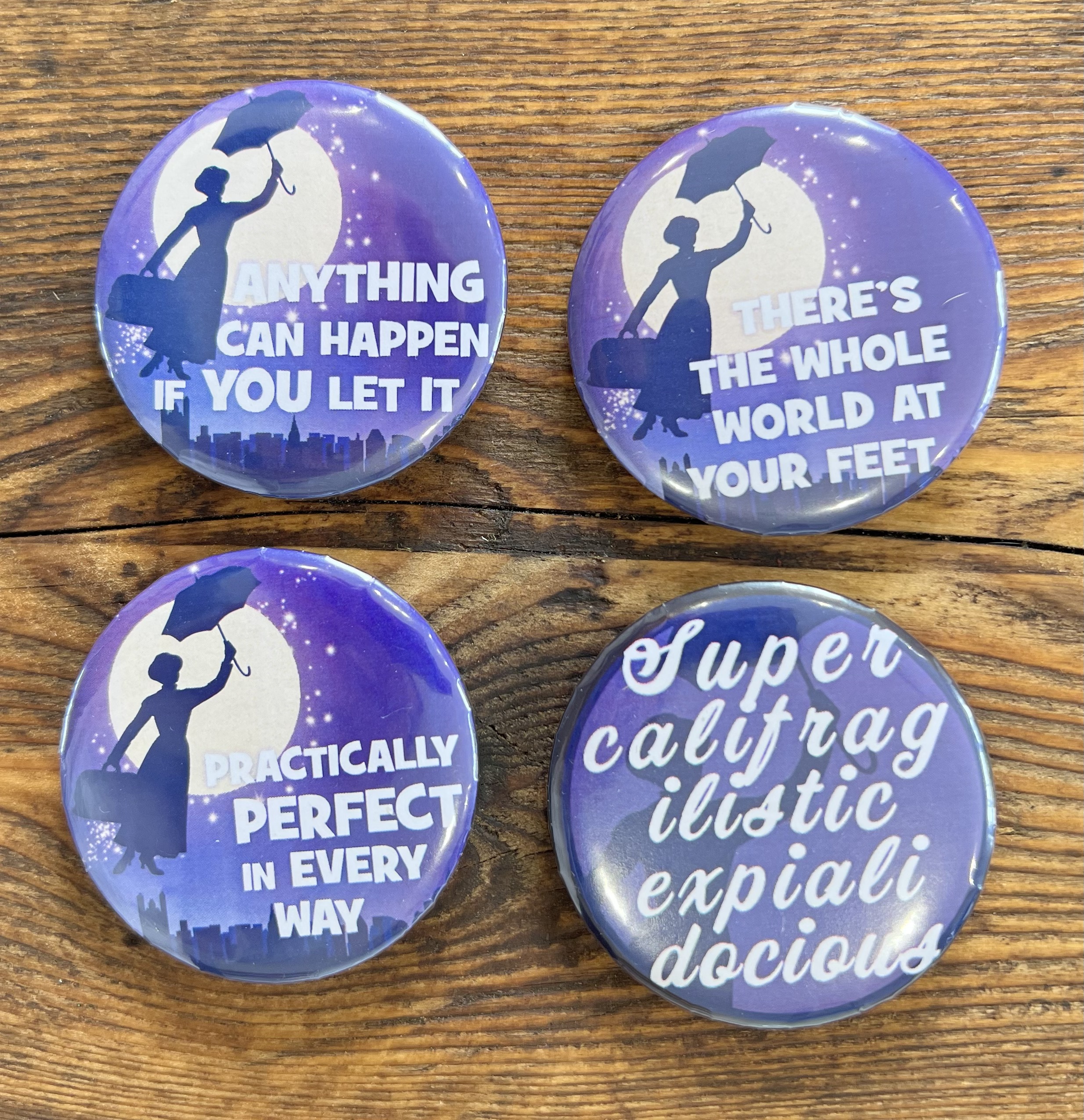 Musical theatre button badge, pin badge, Mary Poppins