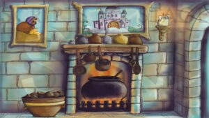 Cinderella Backdrop, Jack & the Beanstalk Giants kitchen Projected Theatre Backdrop