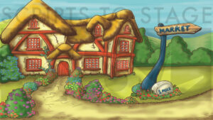 Jack &the Beanstalk House Projected scenery backdrop for stage & theatre productions