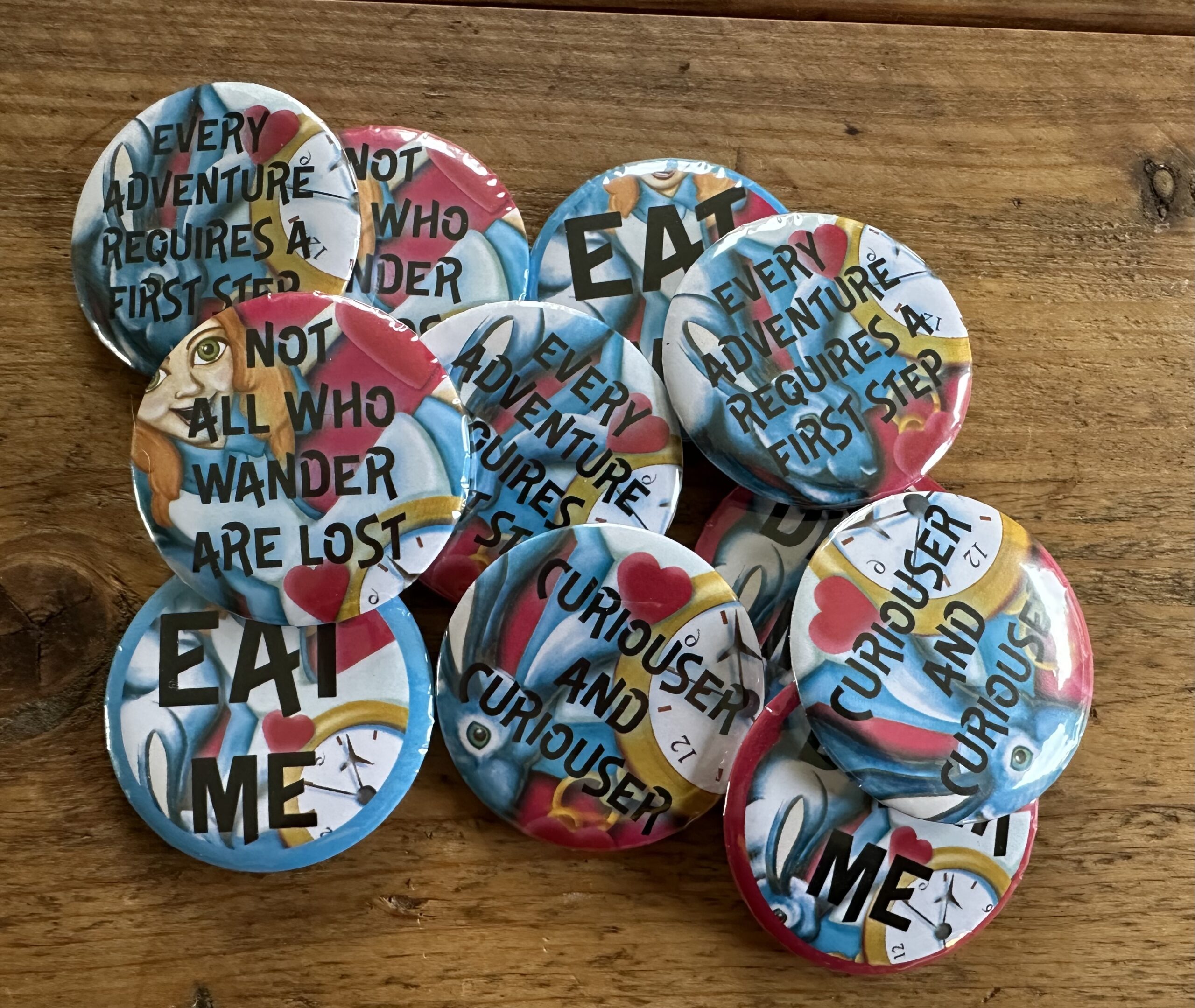 30 Alice In Wonderland Themed Button Badges - Image 2
