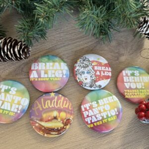 Pantomime button badges
